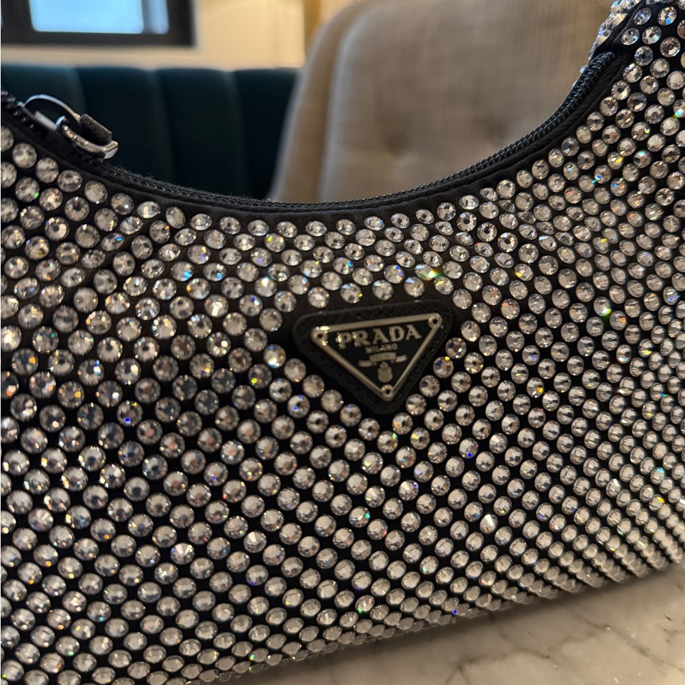 PRADA Satin Crystal Mini Re-Edition 2000 Bag Cristal - Picture 9 of 15